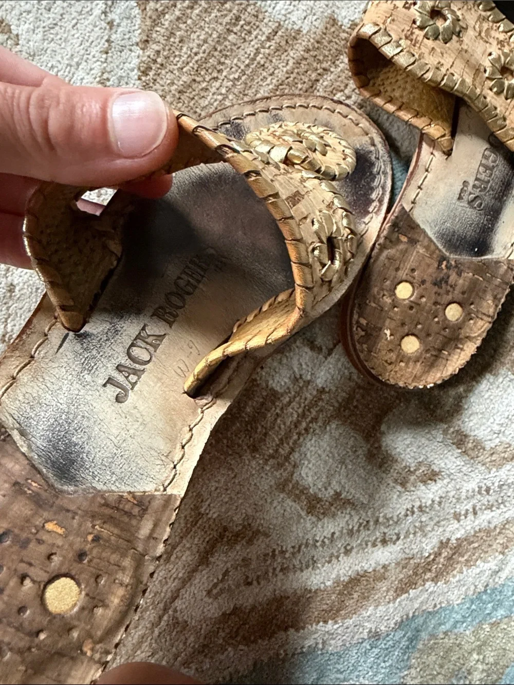 Jack Rogers Brown Cork-Style Embellished Slide Sandals